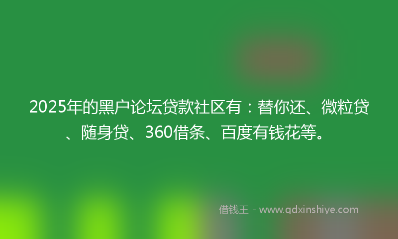 2025年的黑户论坛贷款社区有：替你还、微粒贷、随身贷、360借条、百度有钱花等。
