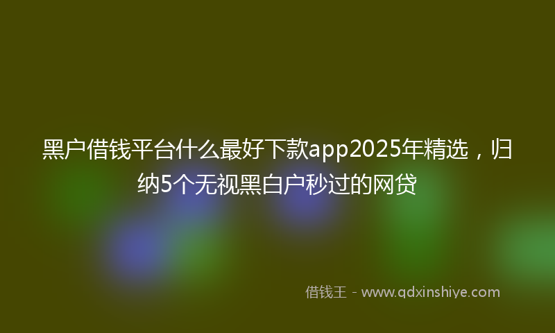 黑户借钱平台什么最好下款app2025年精选，归纳5个无视黑白户秒过的网贷