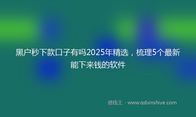 黑户秒下款口子有吗2025年精选，梳理5个最新能下来钱的软件