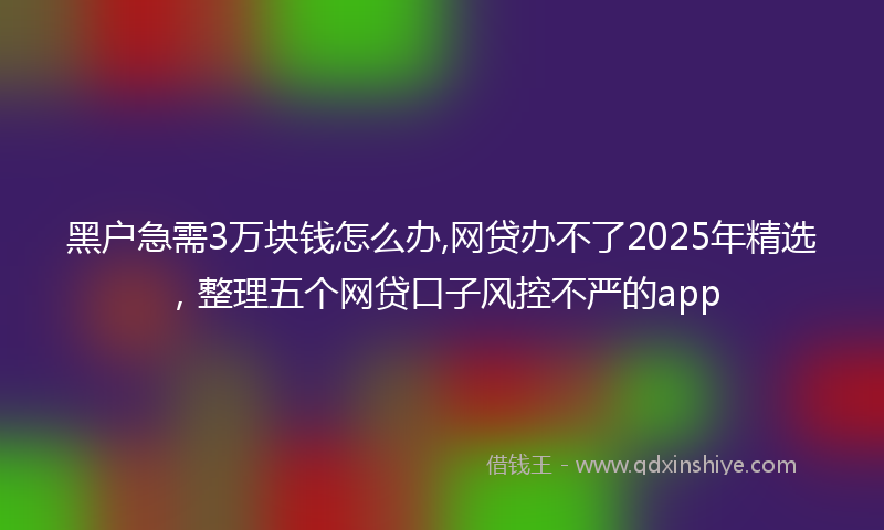 黑户急需3万块钱怎么办,网贷办不了2025年精选，整理五个网贷口子风控不严的app