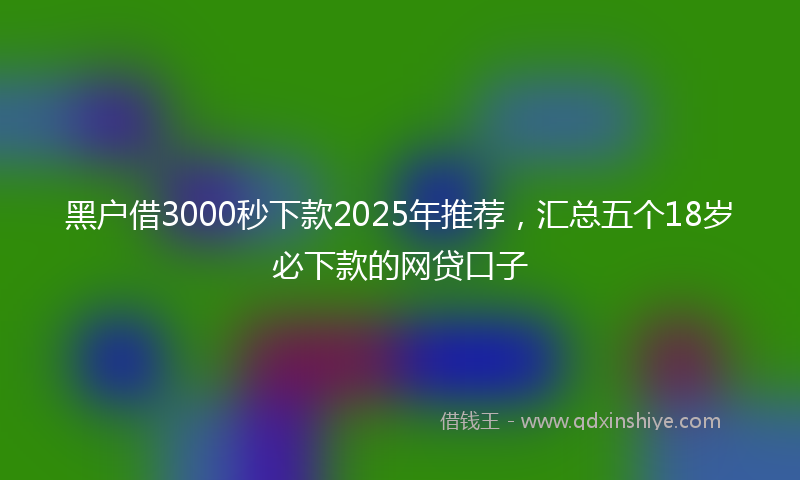 黑户借3000秒下款2025年推荐，汇总五个18岁必下款的网贷口子