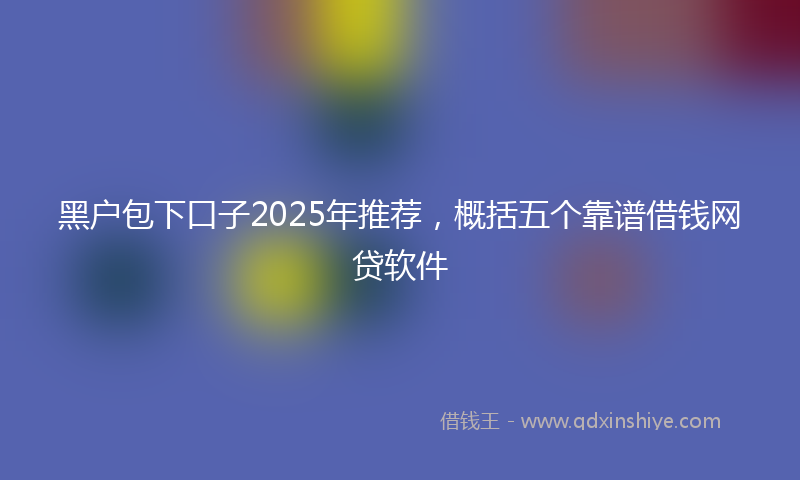 黑户包下口子2025年推荐，概括五个靠谱借钱网贷软件
