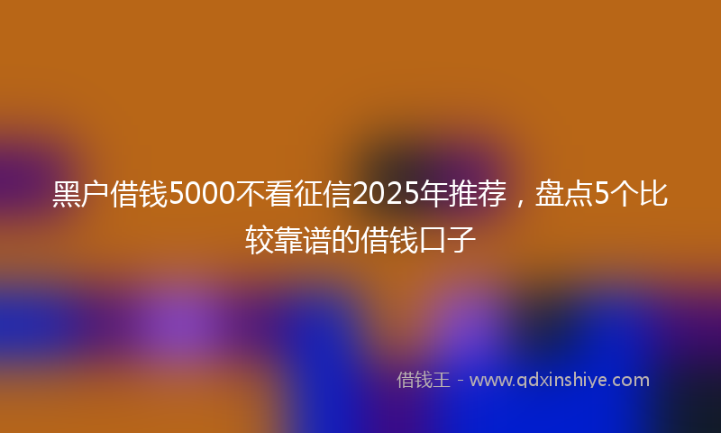 黑户借钱5000不看征信2025年推荐，盘点5个比较靠谱的借钱口子