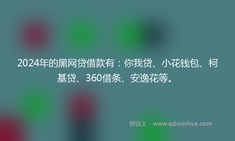 2024年的黑网贷借款有：你我贷、小花钱包、柯基贷、360借条、安逸花等。