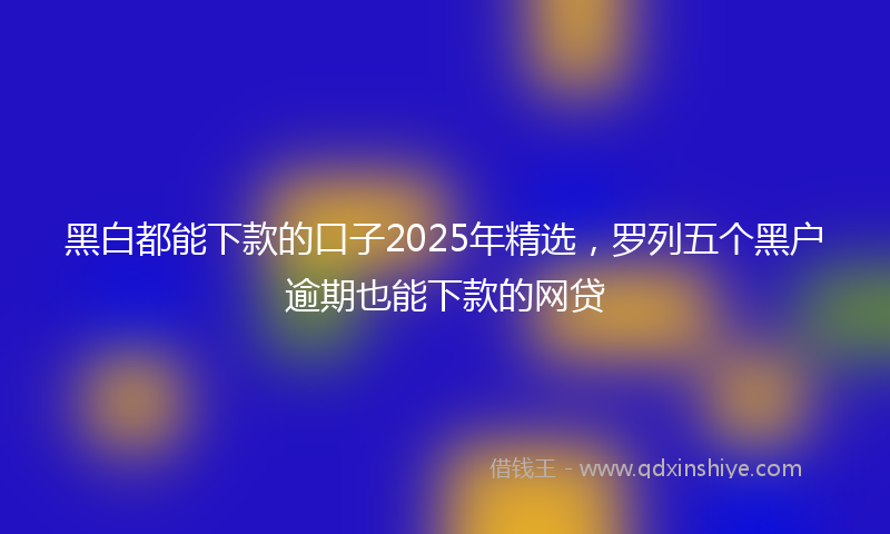 黑白都能下款的口子2025年精选，罗列五个黑户逾期也能下款的网贷