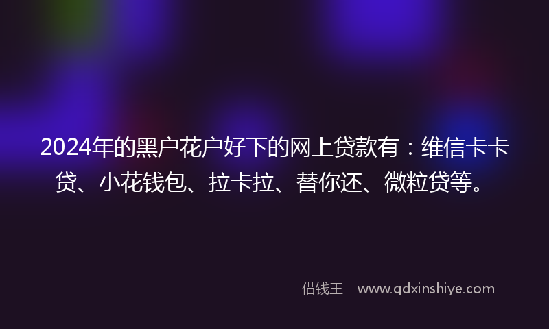 2024年的黑户花户好下的网上贷款有：维信卡卡贷、小花钱包、拉卡拉、替你还、微粒贷等。