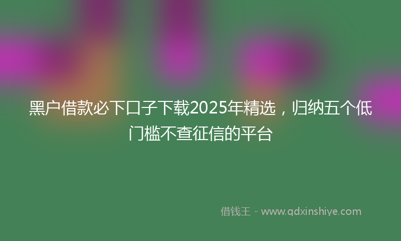 黑户借款必下口子下载2025年精选，归纳五个低门槛不查征信的平台