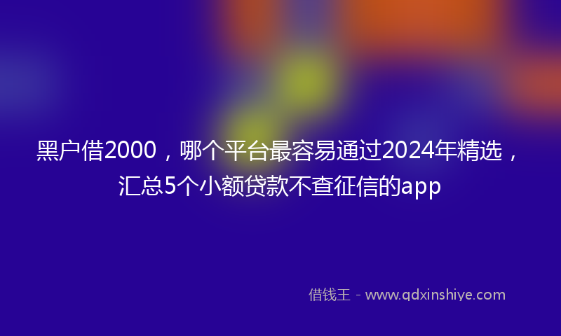 黑户借2000，哪个平台最容易通过2024年精选，汇总5个小额贷款不查征信的app