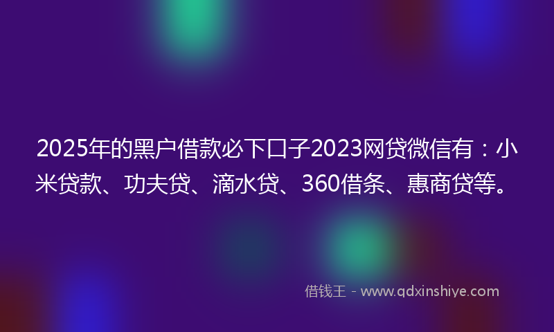 2025年的黑户借款必下口子2023网贷微信有：小米贷款、功夫贷、滴水贷、360借条、惠商贷等。