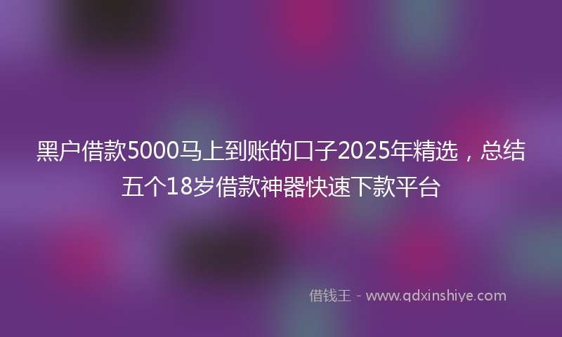 黑户借款5000马上到账的口子2025年精选，总结五个18岁借款神器快速下款平台