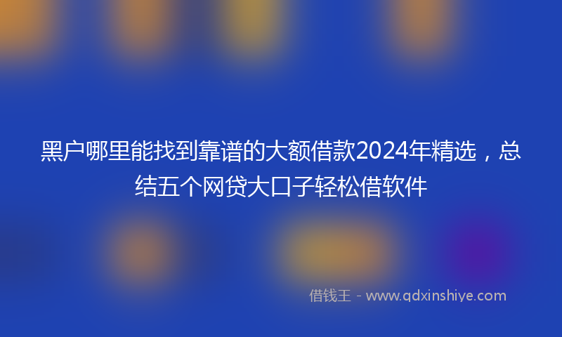 黑户哪里能找到靠谱的大额借款2024年精选，总结五个网贷大口子轻松借软件
