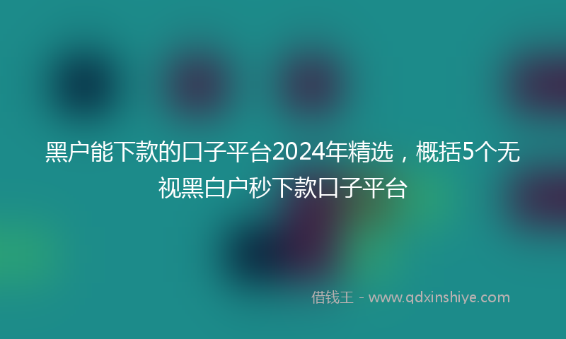 黑户能下款的口子平台2024年精选，概括5个无视黑白户秒下款口子平台