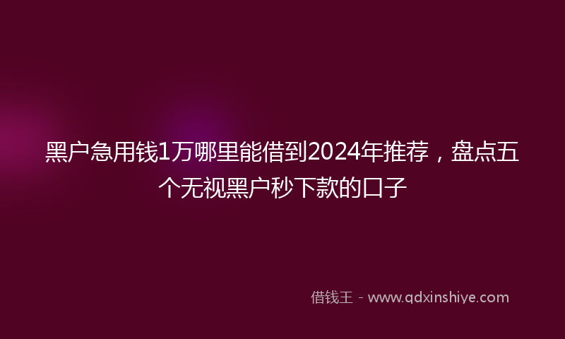 黑户急用钱1万哪里能借到2024年推荐，盘点五个无视黑户秒下款的口子