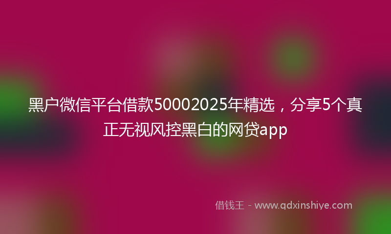 黑户微信平台借款50002025年精选，分享5个真正无视风控黑白的网贷app