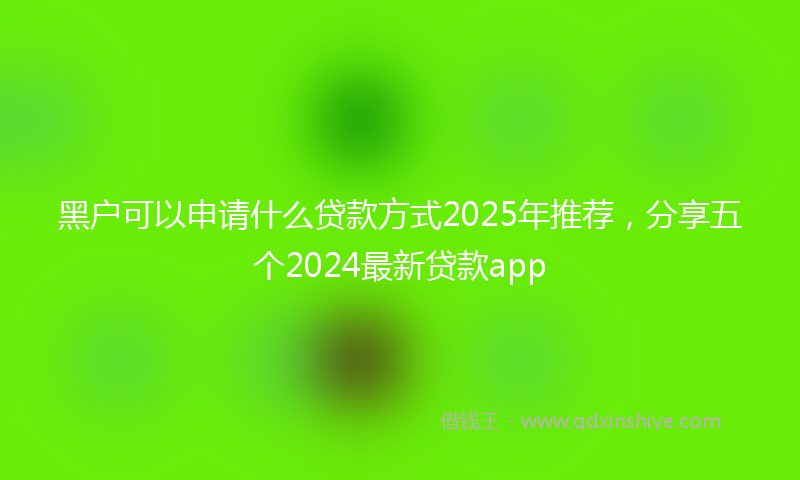 黑户可以申请什么贷款方式2025年推荐，分享五个2024最新贷款app