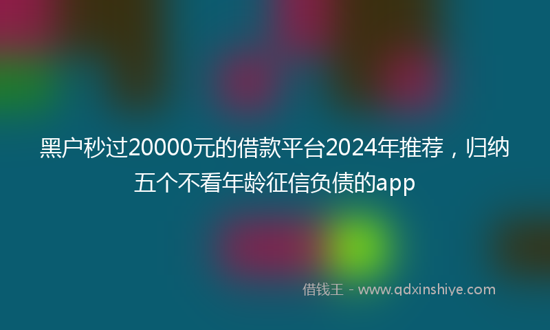 黑户秒过20000元的借款平台2024年推荐，归纳五个不看年龄征信负债的app