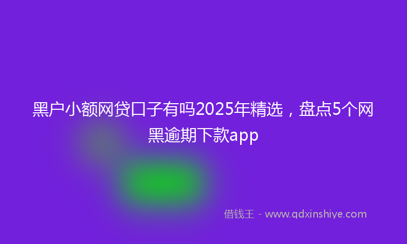 黑户小额网贷口子有吗2025年精选，盘点5个网黑逾期下款app