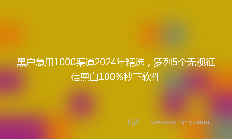 黑户急用1000渠道2024年精选，罗列5个无视征信黑白100%秒下软件