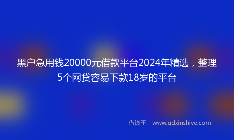 黑户急用钱20000元借款平台2024年精选，整理5个网贷容易下款18岁的平台