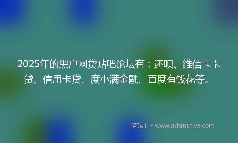 2025年的黑户网贷贴吧论坛有：还呗、维信卡卡贷、信用卡贷、度小满金融、百度有钱花等。