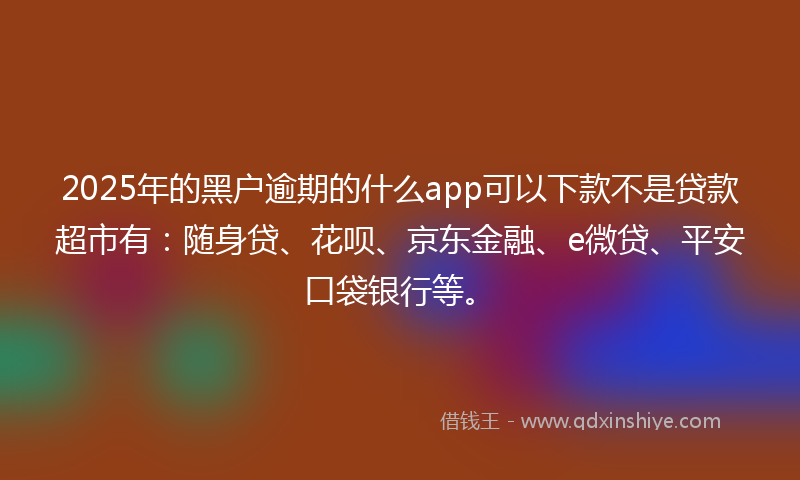 2025年的黑户逾期的什么app可以下款不是贷款超市有：随身贷、花呗、京东金融、e微贷、平安口袋银行等。