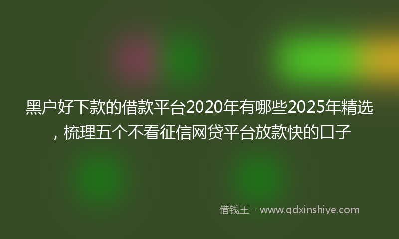 黑户好下款的借款平台2020年有哪些2025年精选，梳理五个不看征信网贷平台放款快的口子