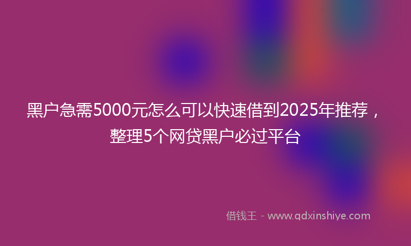 黑户急需5000元怎么可以快速借到2025年推荐,整理5个网贷黑户必过平台