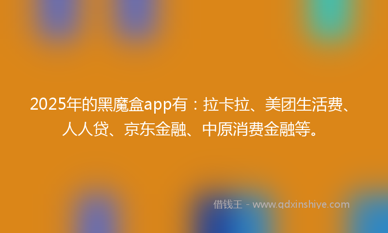 2025年的黑魔盒app有：拉卡拉、美团生活费、人人贷、京东金融、中原消费金融等。