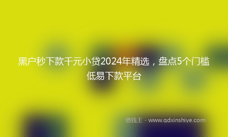 黑户秒下款千元小贷2024年精选，盘点5个门槛低易下款平台