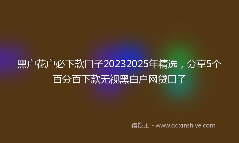 黑户花户必下款口子20232025年精选，分享5个百分百下款无视黑白户网贷口子