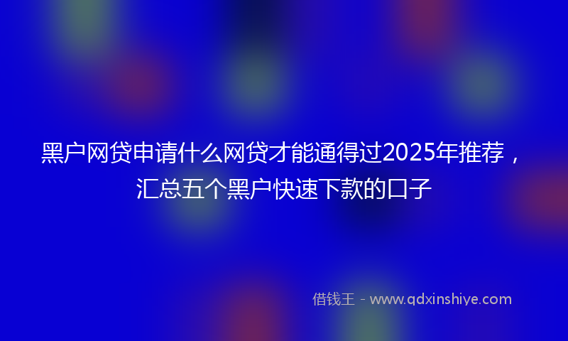 黑户网贷申请什么网贷才能通得过2025年推荐，汇总五个黑户快速下款的口子