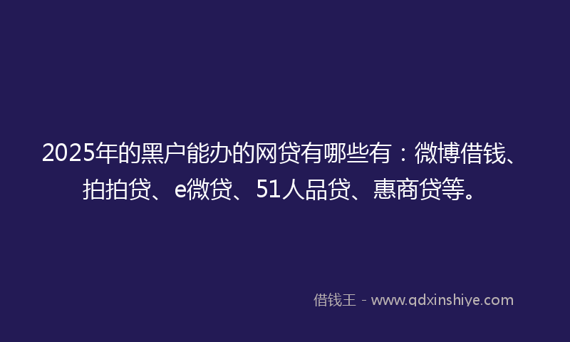2025年的黑户能办的网贷有哪些有：微博借钱、拍拍贷、e微贷、51人品贷、惠商贷等。