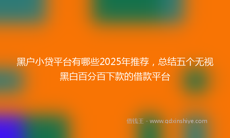 黑户小贷平台有哪些2025年推荐，总结五个无视黑白百分百下款的借款平台