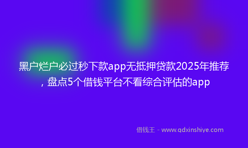 黑户烂户必过秒下款app无抵押贷款2025年推荐，盘点5个借钱平台不看综合评估的app