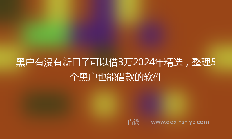 黑户有没有新口子可以借3万2024年精选，整理5个黑户也能借款的软件
