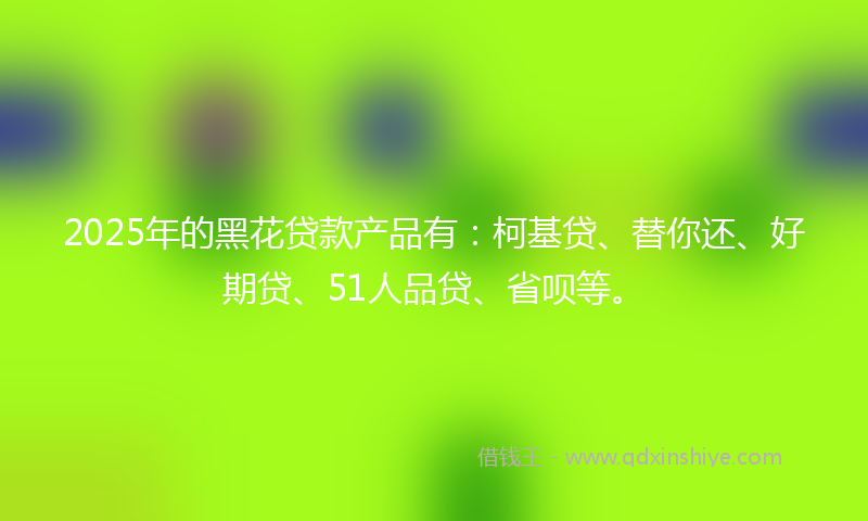 2025年的黑花贷款产品有：柯基贷、替你还、好期贷、51人品贷、省呗等。