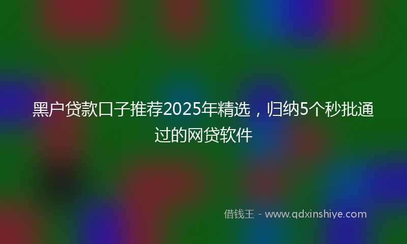 黑户贷款口子推荐2025年精选，归纳5个秒批通过的网贷软件