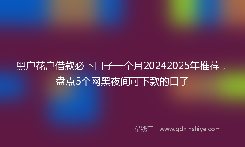 黑户花户借款必下口子一个月20242025年推荐，盘点5个网黑夜间可下款的口子