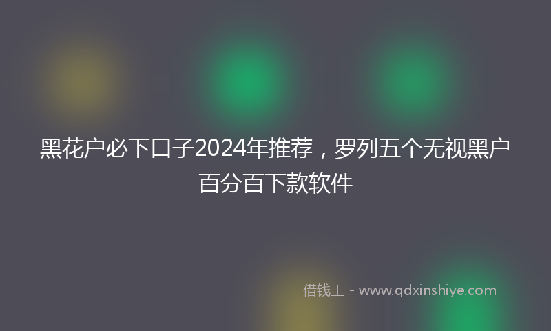 黑花户必下口子2024年推荐，罗列五个无视黑户百分百下款软件