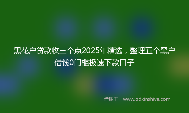 黑花户贷款收三个点2025年精选，整理五个黑户借钱0门槛极速下款口子