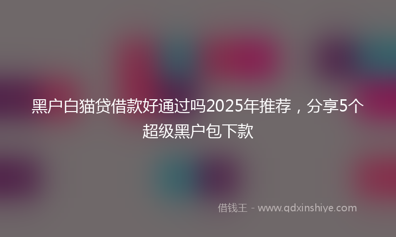 黑户白猫贷借款好通过吗2025年推荐，分享5个超级黑户包下款
