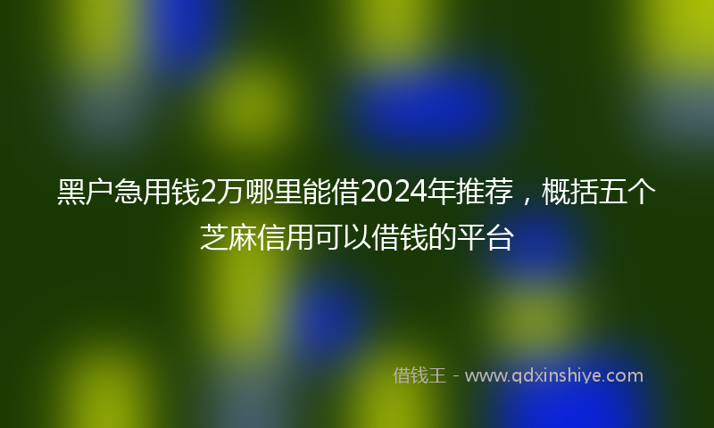 黑户急用钱2万哪里能借2024年推荐，概括五个芝麻信用可以借钱的平台