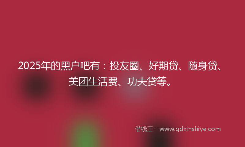 2025年的黑户吧有：投友圈、好期贷、随身贷、美团生活费、功夫贷等。