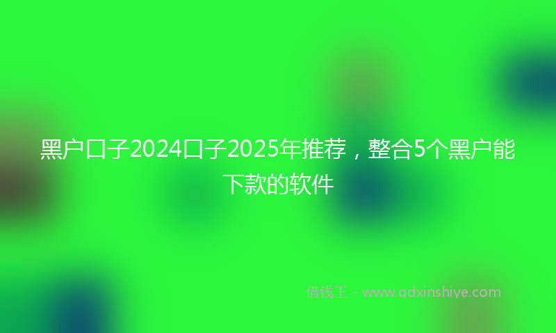 黑户口子2024口子2025年推荐，整合5个黑户能下款的软件