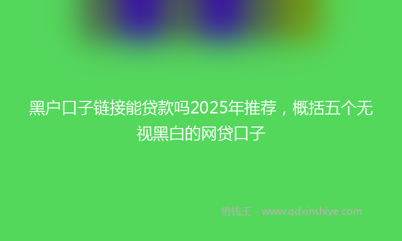 黑户口子链接能贷款吗2025年推荐，概括五个无视黑白的网贷口子