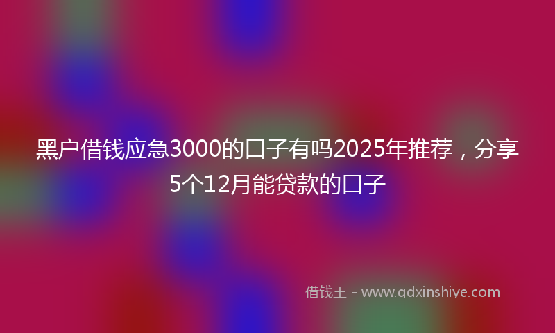 黑户借钱应急3000的口子有吗2025年推荐，分享5个12月能贷款的口子