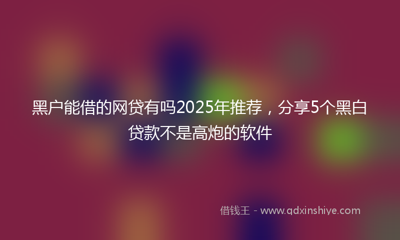 黑户能借的网贷有吗2025年推荐，分享5个黑白贷款不是高炮的软件