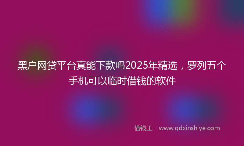 黑户网贷平台真能下款吗2025年精选，罗列五个手机可以临时借钱的软件
