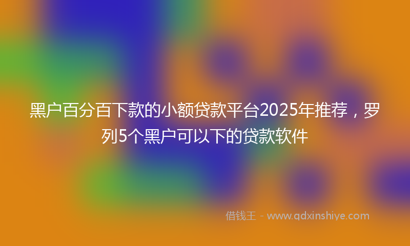黑户百分百下款的小额贷款平台2025年推荐，罗列5个黑户可以下的贷款软件