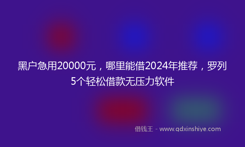 黑户急用20000元，哪里能借2024年推荐，罗列5个轻松借款无压力软件